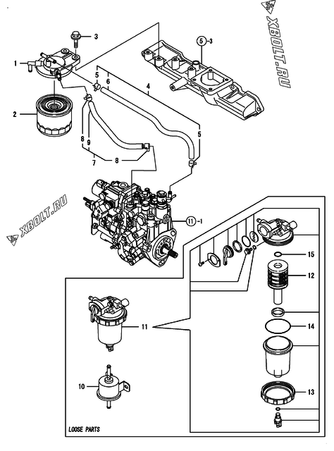  Топливопровод двигателя Yanmar 4TNV88-GNP