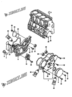  Двигатель Yanmar 4TNE92-SNMC, узел -  Корпус редуктора 