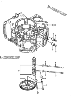  Двигатель Yanmar 2V750-CVER, узел -  Распредвал 
