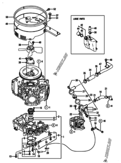 Двигатель Yanmar 2V750-CVER, узел -  Система водяного охлаждения 