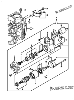  Двигатель Yanmar 2V750-CVER, узел -  Стартер 
