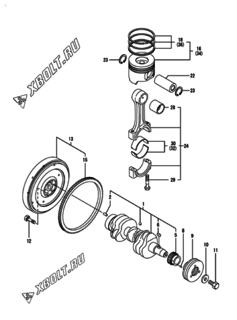  Двигатель Yanmar 3TNV82A-XFU, узел -  Коленвал и поршень 