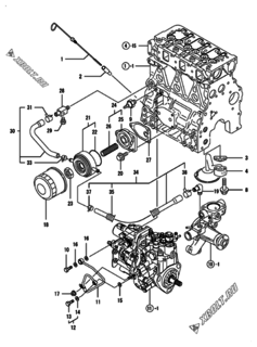  Двигатель Yanmar 3TNV82A-XFU, узел -  Система смазки 