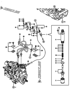  Двигатель Yanmar 3TNV82A-XFU, узел -  Форсунка 