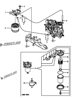  Двигатель Yanmar 3TNV82A-XFU, узел -  Топливопровод 