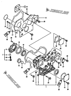  Двигатель Yanmar 4TNV88-DAE, узел -  Корпус редуктора 