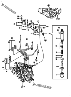  Двигатель Yanmar 4TNV88-DAE, узел -  Форсунка 