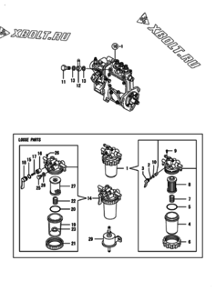  Двигатель Yanmar 3TNV70-VNS, узел -  Топливопровод 