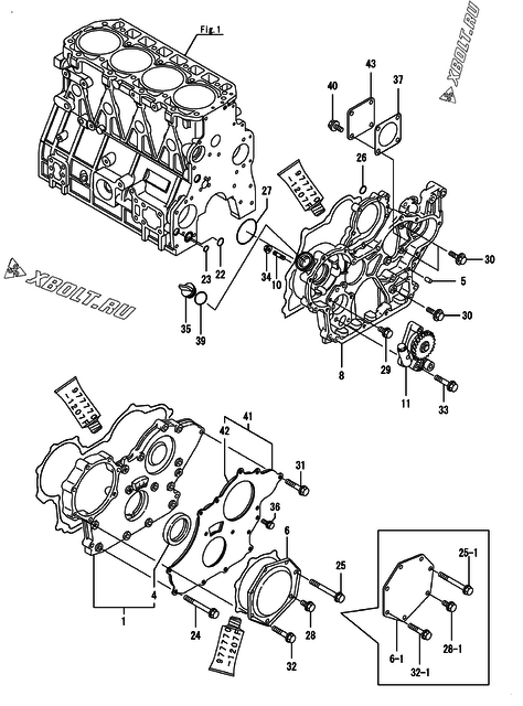  Корпус редуктора двигателя Yanmar 4TNV98-SSU