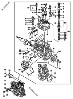  Двигатель Yanmar 4TNV98-SSU, узел -  Топливный насос высокого давления (ТНВД) 