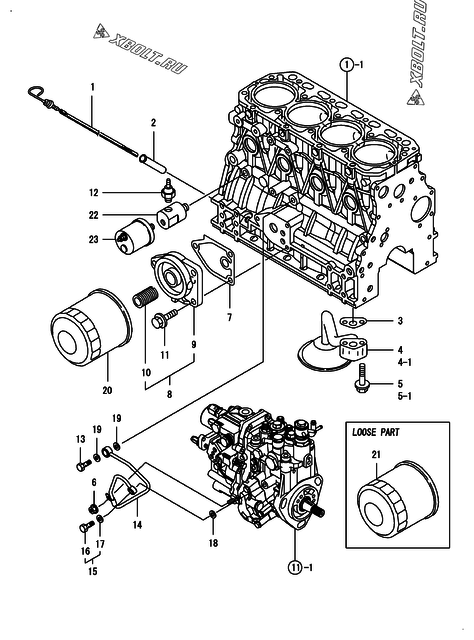  Система смазки двигателя Yanmar 4TNV88-SXG