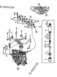  Двигатель Yanmar 4TNV88-SXG, узел -  Форсунка 