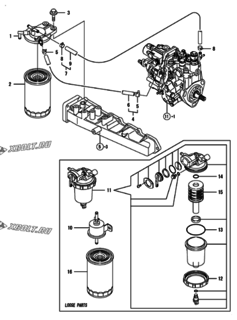  Двигатель Yanmar 4TNV88-SXG, узел -  Топливопровод 