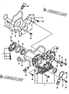  Двигатель Yanmar 4TNV88-SXU, узел -  Корпус редуктора 
