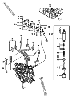  Двигатель Yanmar 4TNV88-SXU, узел -  Форсунка 