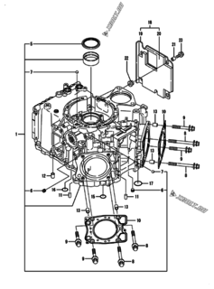  Двигатель Yanmar 2V78R-CA, узел -  Блок цилиндров 