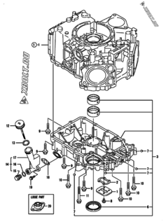  Двигатель Yanmar 2V78R-CA, узел -  Корпус редуктора 
