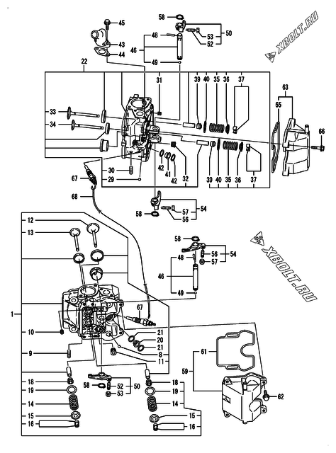  Головка блока цилиндров (ГБЦ) двигателя Yanmar 2V78R-CA