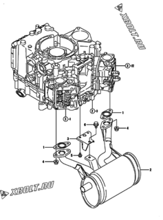  Двигатель Yanmar 2V78R-CA, узел -  Глушитель 