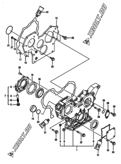  Двигатель Yanmar 4TNV84T-XSU, узел -  Корпус редуктора 