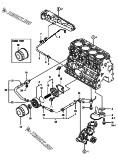  Двигатель Yanmar 4TNV84T-XSU, узел -  Система смазки 