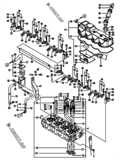  Двигатель Yanmar 4TNV98T-N2FN, узел -  Головка блока цилиндров (ГБЦ) 