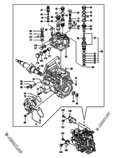  Двигатель Yanmar 4TNV98T-N2FN, узел -  Топливный насос высокого давления (ТНВД) 