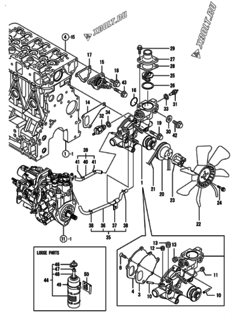  Двигатель Yanmar 3TNV88-SDB, узел -  Система водяного охлаждения 