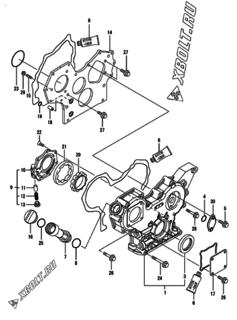  Двигатель Yanmar 4TNV84T-DFM, узел -  Корпус редуктора 