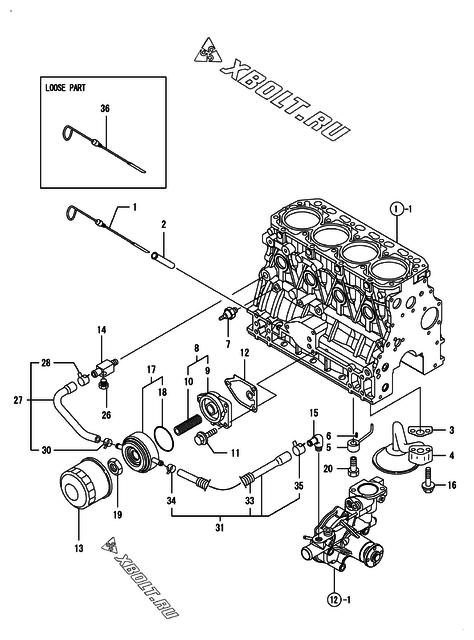  Система смазки двигателя Yanmar 4TNV84T-DFM