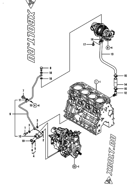  Система смазки двигателя Yanmar 4TNV84T-DFM