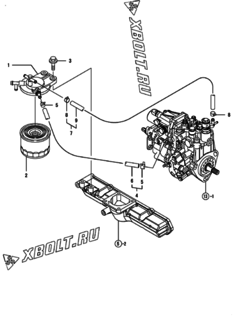  Двигатель Yanmar 4TNV84T-DFM, узел -  Топливопровод 