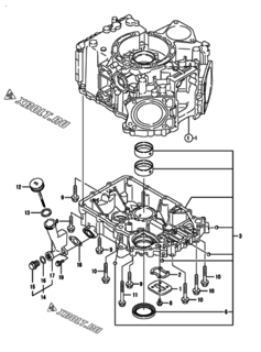 Двигатель Yanmar 2V750-CVWS, узел -  Корпус редуктора 