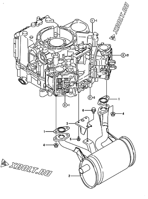  Глушитель двигателя Yanmar 2V750-CVWS