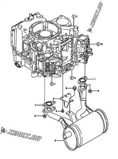  Двигатель Yanmar 2V750-CVWS, узел -  Глушитель 