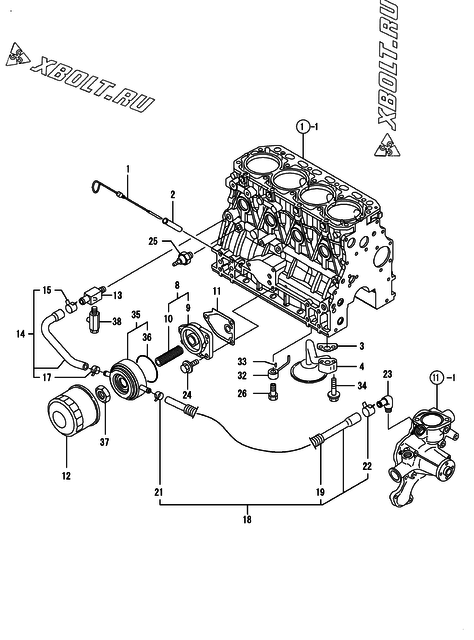  Система смазки двигателя Yanmar 4TNV84T-GKMR