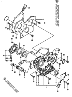  Двигатель Yanmar 3TNV88-SHYB, узел -  Корпус редуктора 