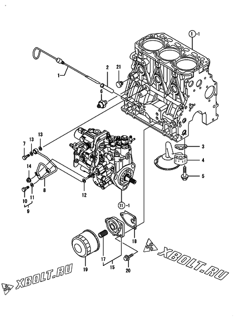  Система смазки двигателя Yanmar 3TNV88-SHYB