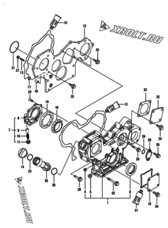  Двигатель Yanmar 3TNV88-XWA2, узел -  Корпус редуктора 