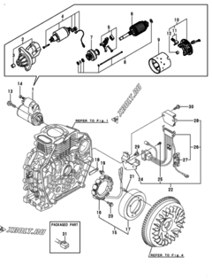  Двигатель Yanmar L70AE-DEGMO1, узел -  Стартер и генератор 