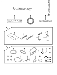 Двигатель Yanmar L70AE-DEGMO1, узел -  Инструменты, шильды и комплект прокладок 