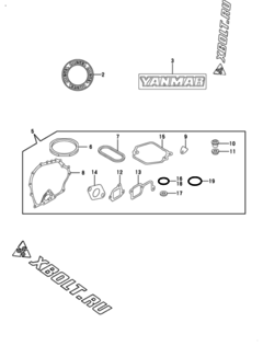  Двигатель Yanmar L48AE-DRWEYI, узел -  Инструменты, шильды и комплект прокладок 