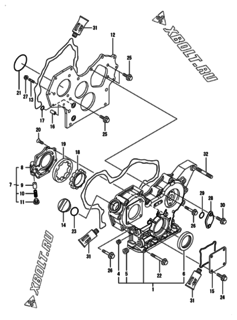  Двигатель Yanmar 4TNV88-XKMR, узел -  Корпус редуктора 