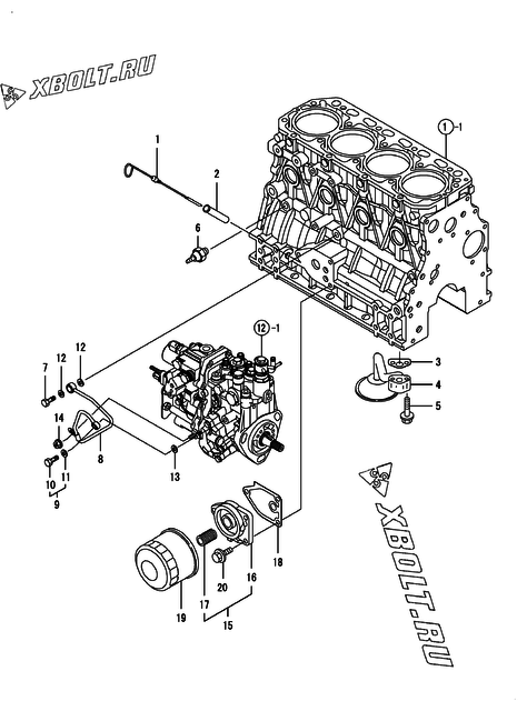  Система смазки двигателя Yanmar 4TNV88-XKMR