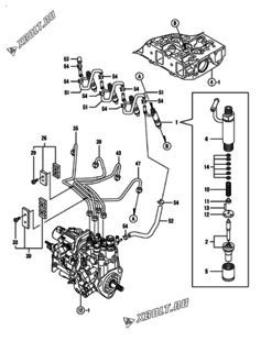  Двигатель Yanmar 4TNV88-XKMR, узел -  Форсунка 