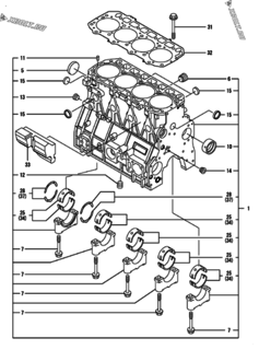  Двигатель Yanmar 4TNV94L-SXZ, узел -  Блок цилиндров 
