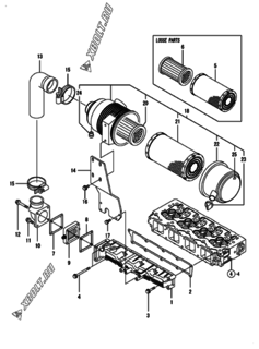  Двигатель Yanmar 4TNV94L-SXZ, узел -  Впускной коллектор и воздушный фильтр 