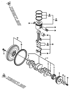  Двигатель Yanmar 4TNV94L-SXZ, узел -  Коленвал и поршень 
