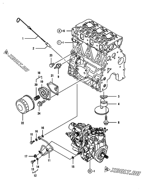  Система смазки двигателя Yanmar 3TNV82A-SDB