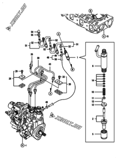  Двигатель Yanmar 3TNV82A-SDB, узел -  Форсунка 